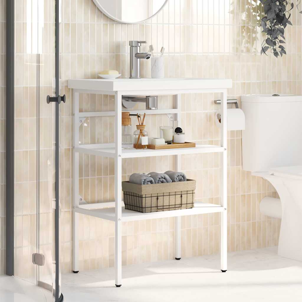 Estrutura p/ lavatório casa de banho ferro 59x38x83 cm branco