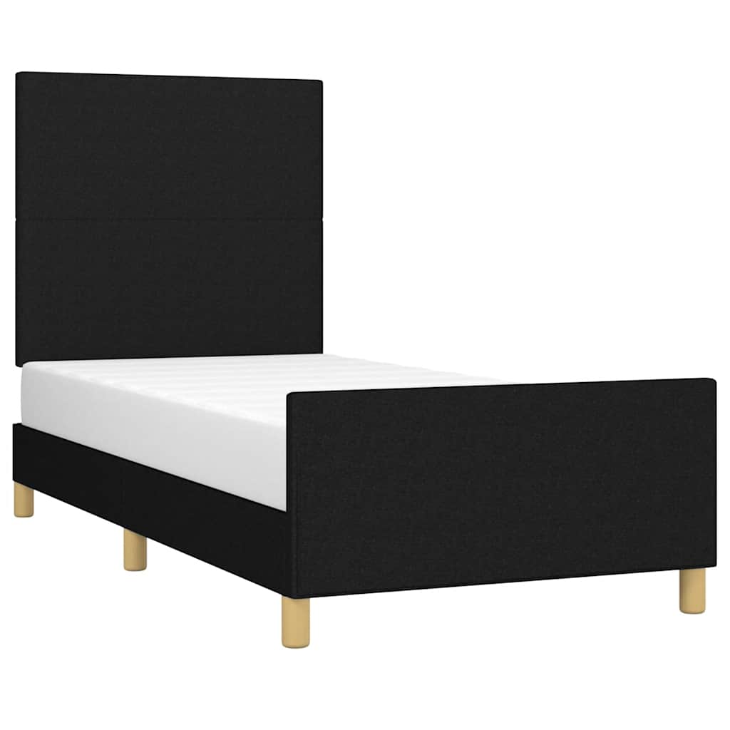 Estrutura de cama sem colchão 90x200 cm tecido preto