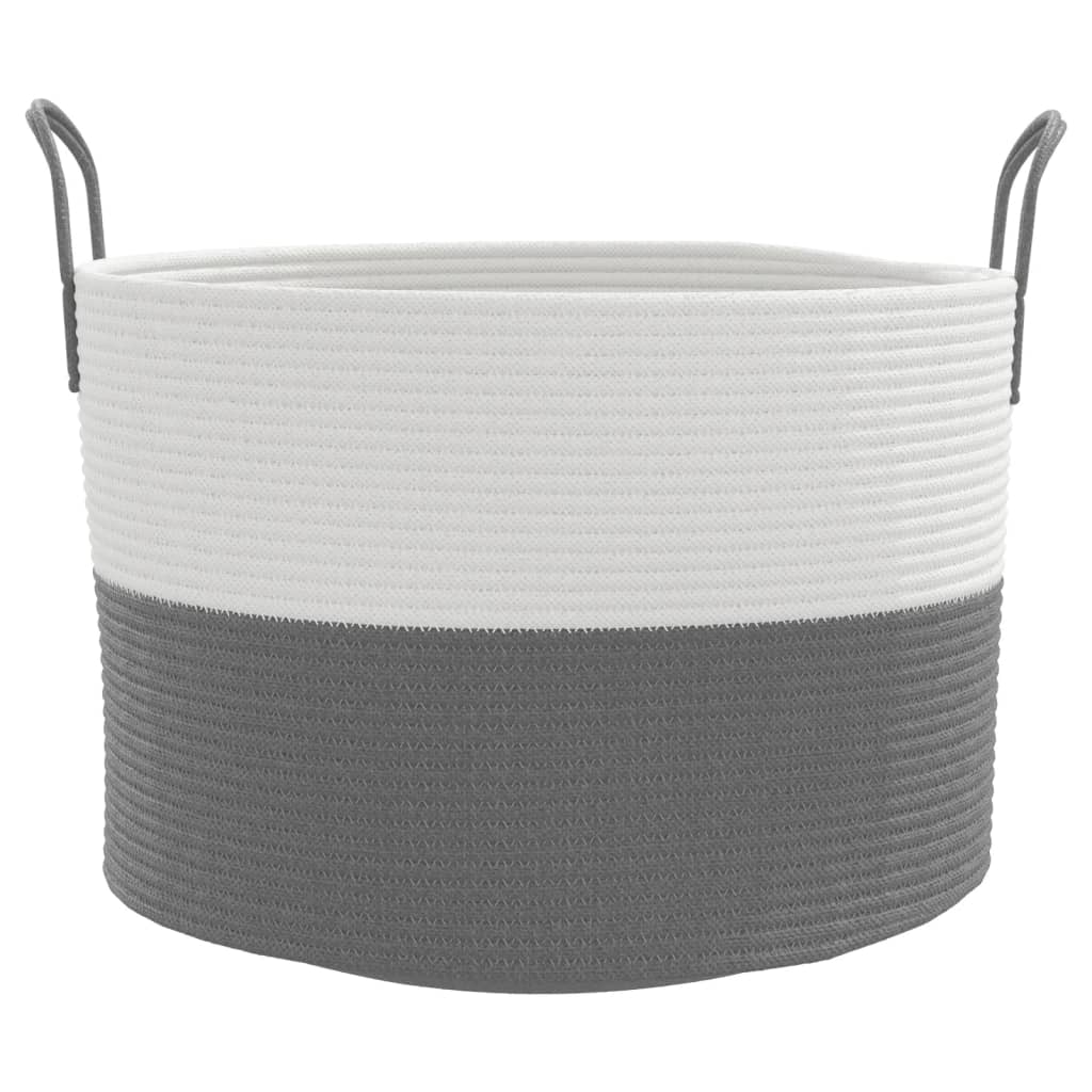 Cesto de arrumação ø51x33 cm algodão cinzento e branco