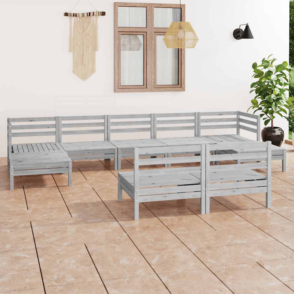 9 Pcs conjunto lounge de jardim pinho maciço branco