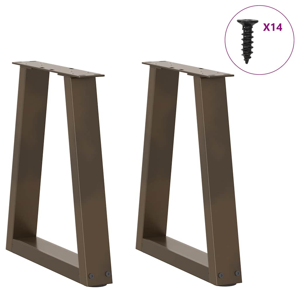 Pés para mesa de centro em formato de v, 2 peças, aço natural, 38 x (42-43,3) cm, aço