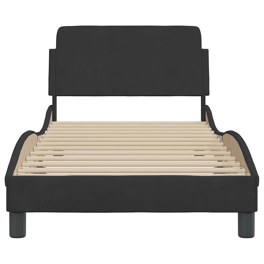 Estrutura de cama dover preta 90x190 cm em veludo