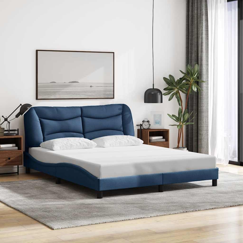 Estrutura de cama sem colchão hvar 160x200 cm tecido azul