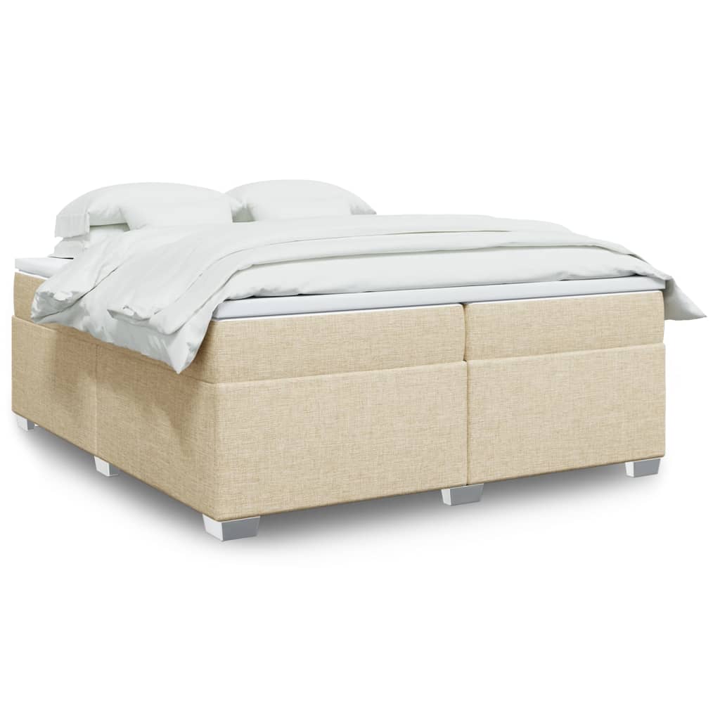 Cama com molas/colchão 200x200 cm tecido cor creme