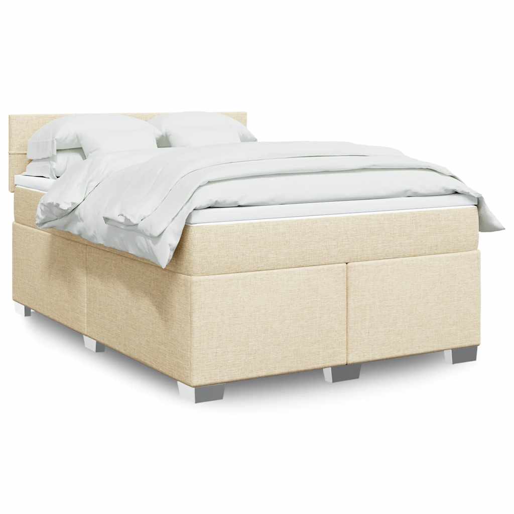Cama com molas/colchão 140x190 cm tecido cor creme