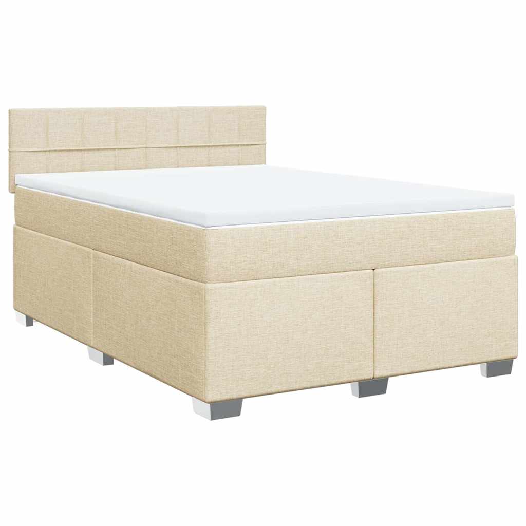 Cama com molas/colchão 140x190 cm tecido cor creme