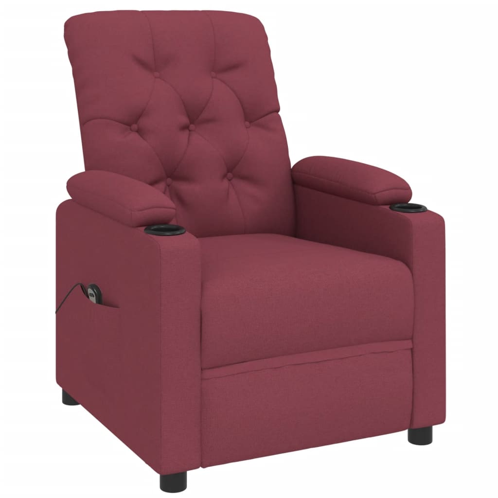 Poltrona elétrica reclinável tecido vermelho tinto