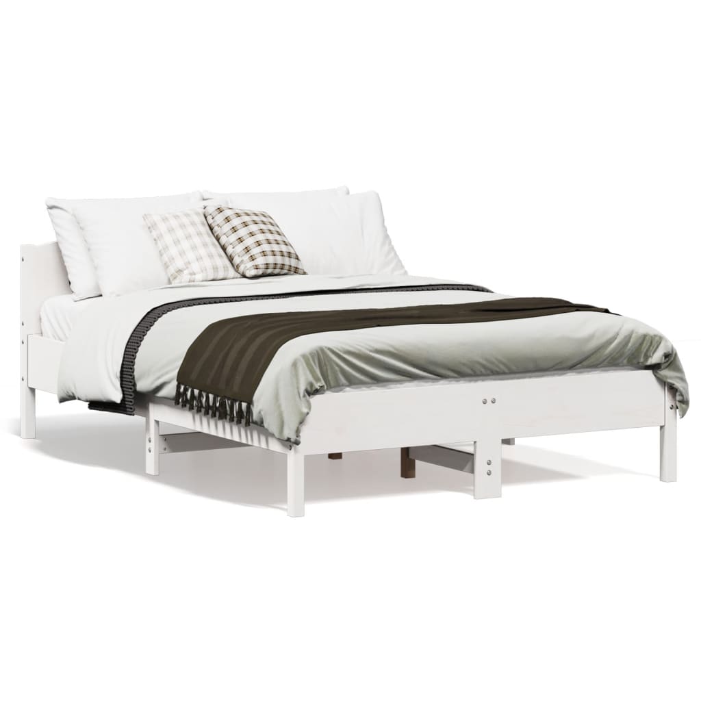 Cama sem colchão 135x190 cm madeira de pinho maciça branco