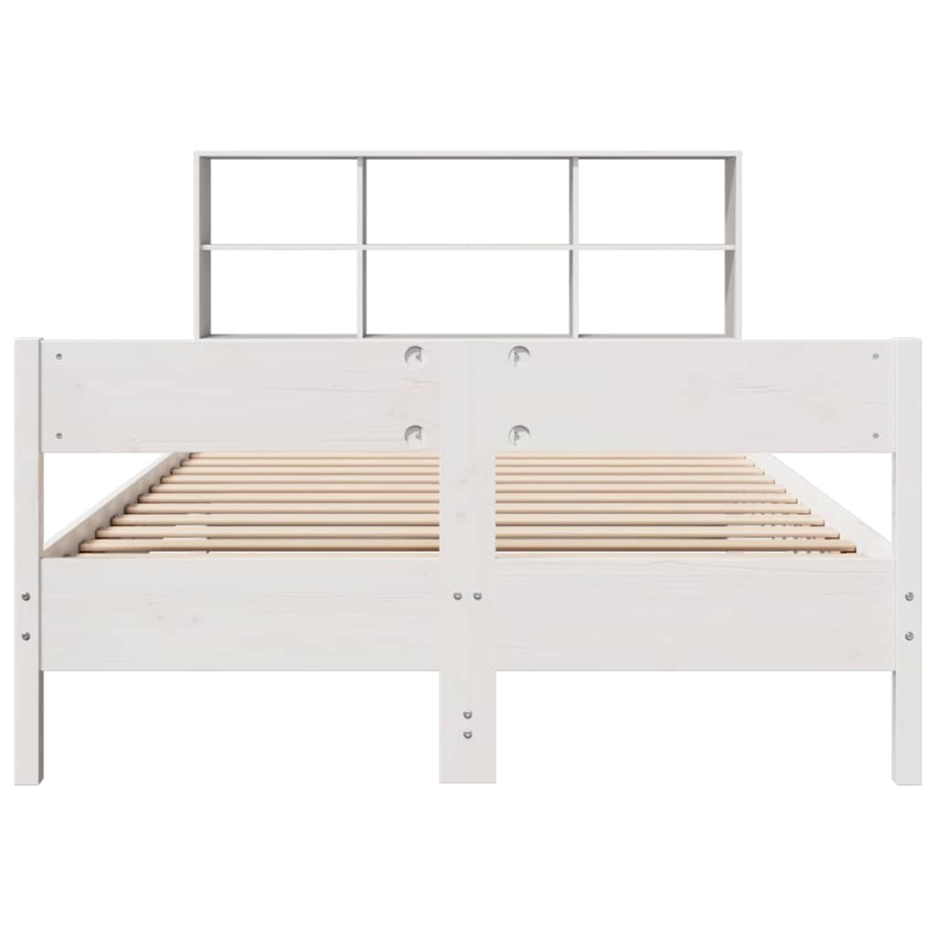 Cama com estante sem colchão 160x200 cm pinho maciço branco