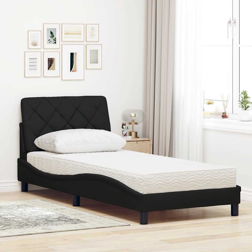 Cama com colchão 80x200 cm tecido preto