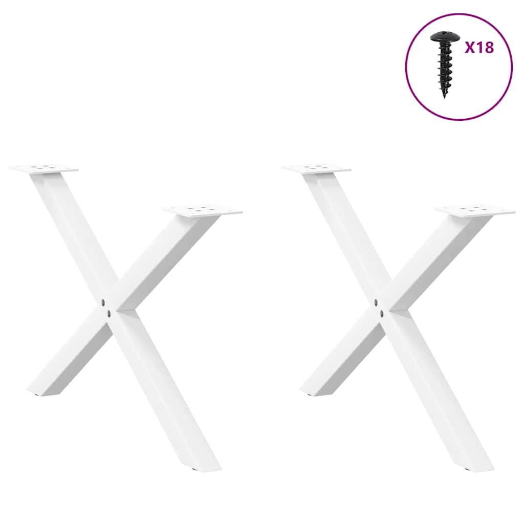 Pés para mesa de centro em formato de x, 2 peças, branco, 70x (42-43) cm, aço