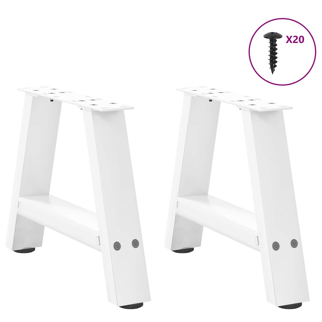 Pés para mesa de centro em formato a, 2 peças, branco, 40x(30-31) cm, aço