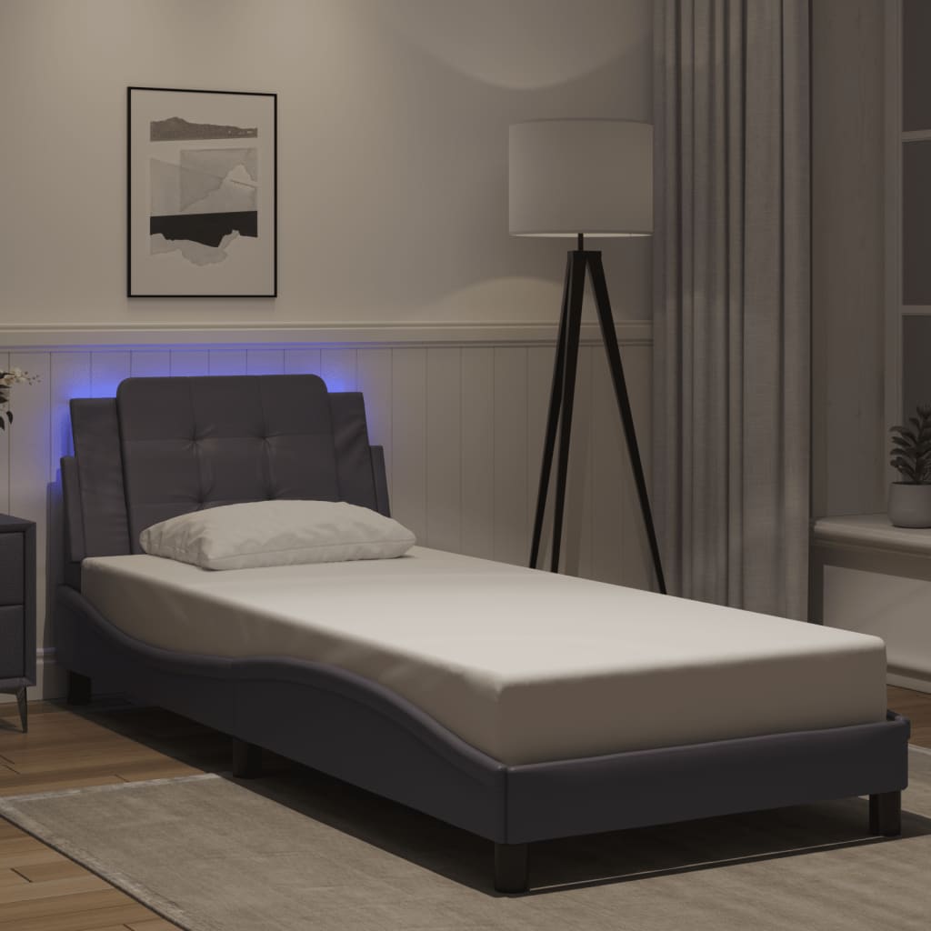 Estrutura de cama com LED sem colchão zadar 90x200cm cinza