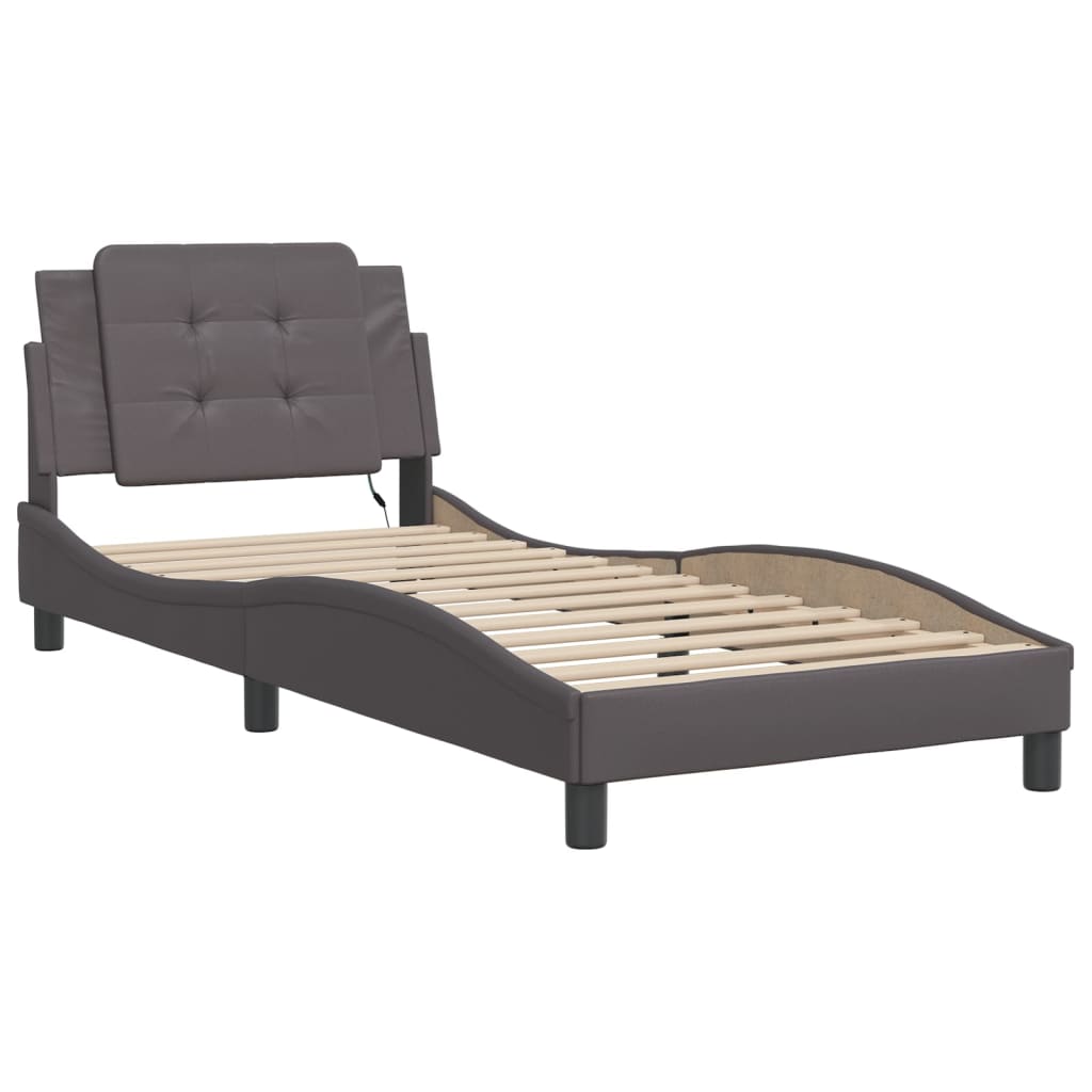 Estrutura de cama com LED sem colchão zadar 90x200cm cinza