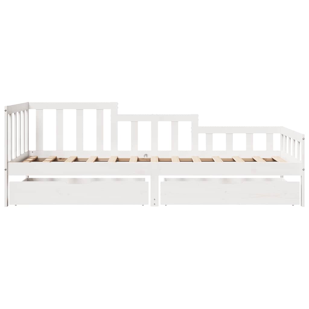 Sofá-cama c/ gavetas 90x200cm madeira de pinho maciça branco