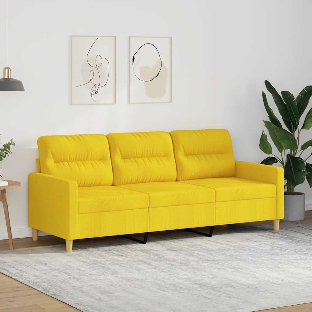 Sofá de 3 lugares 180 cm tecido amarelo-claro
