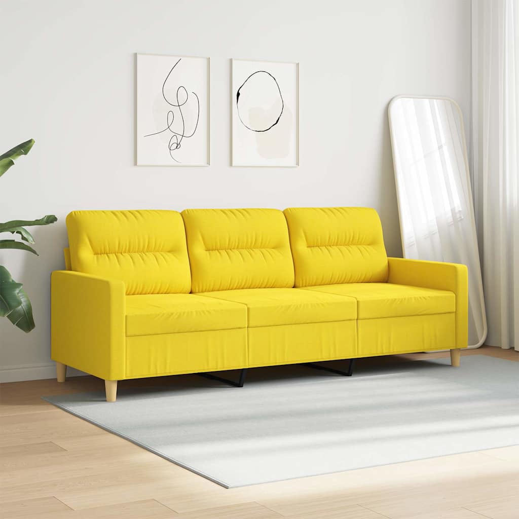 Sofá de 3 lugares 180 cm tecido amarelo-claro