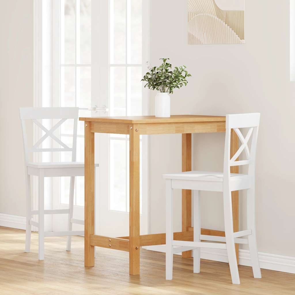 Bancos de bar 2 pcs madeira de seringueira maciça branco