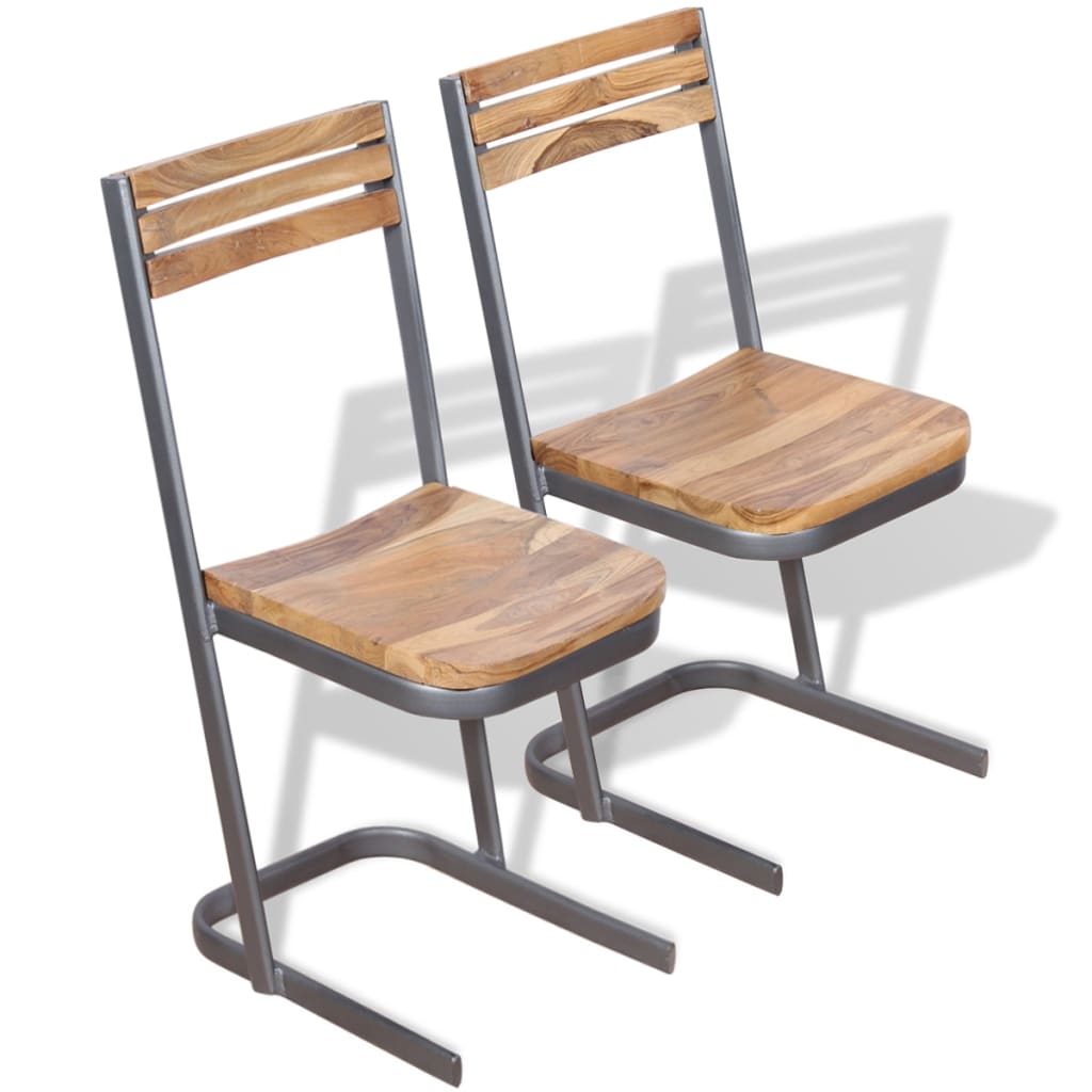 Cadeiras de jantar 2 pcs madeira teca maciça