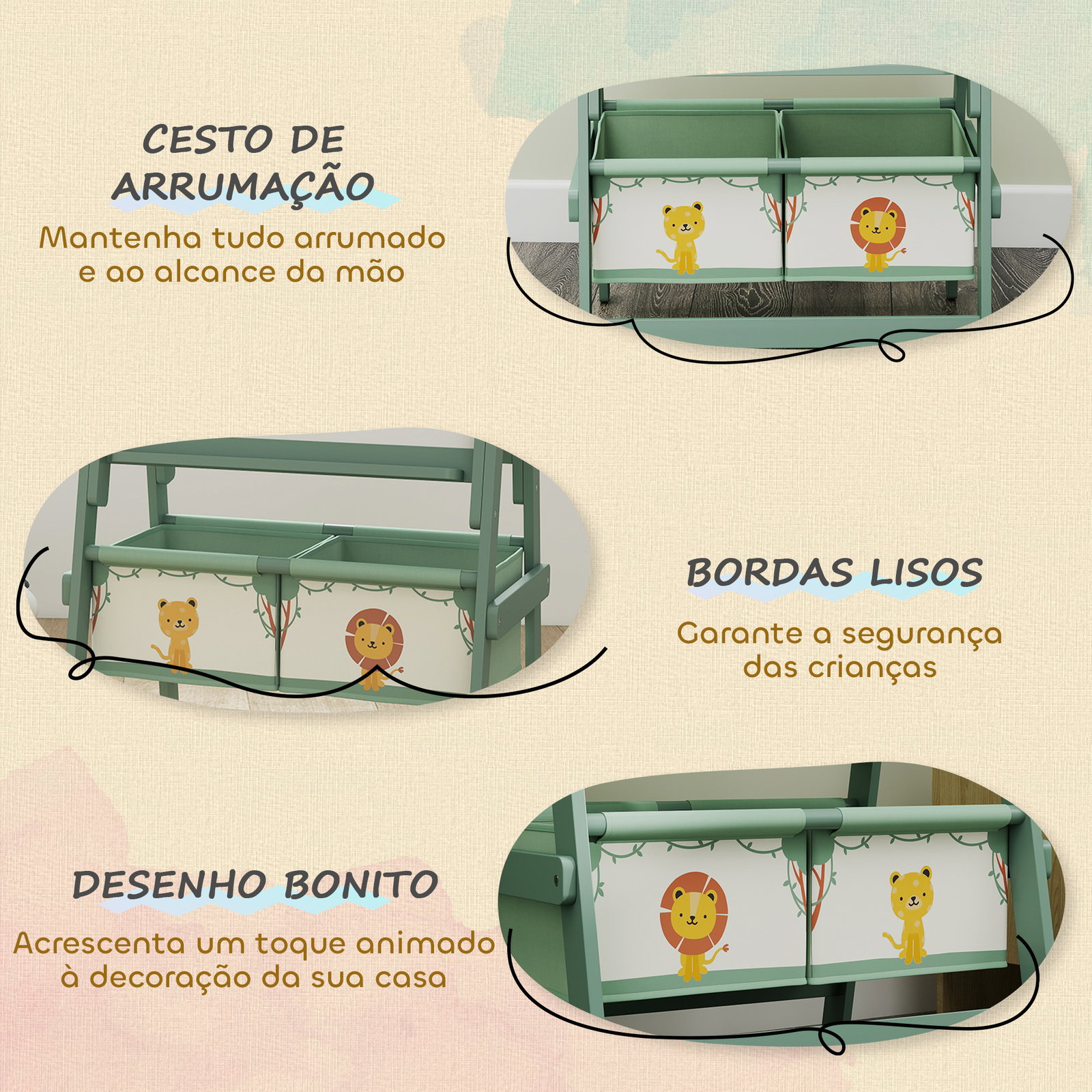 Cavalete de pintura para crianças 3 em 1 para crianças acima de 3 anos com rolo de papel e cestos de arrumação 54x46x94 cm verde