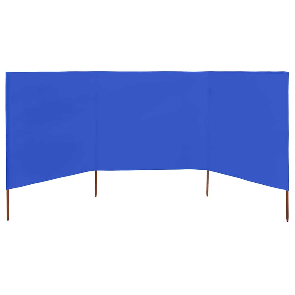 Para-vento com 3 painéis em tecido 400x120 cm azul-ciano