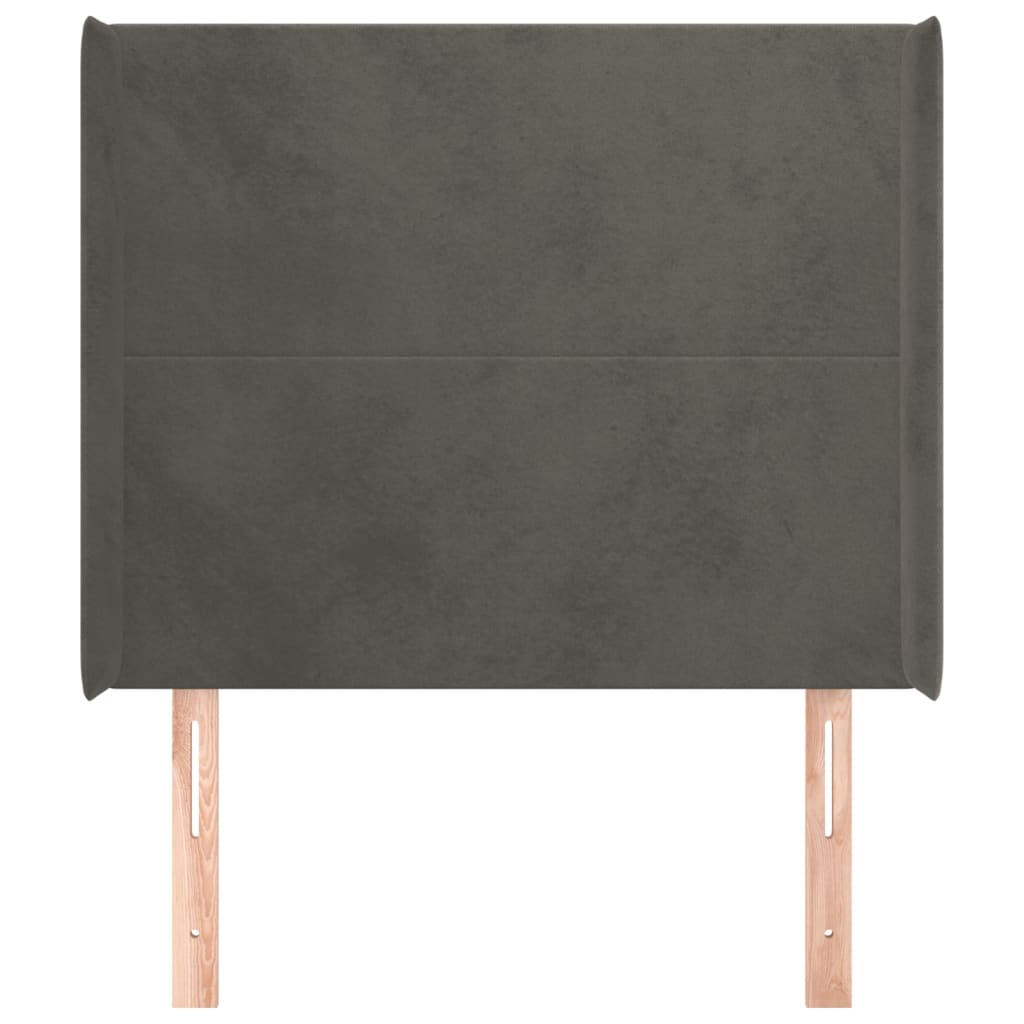 Cabeceira cama c/ abas veludo 93x16x118/128 cm cinzento-escuro
