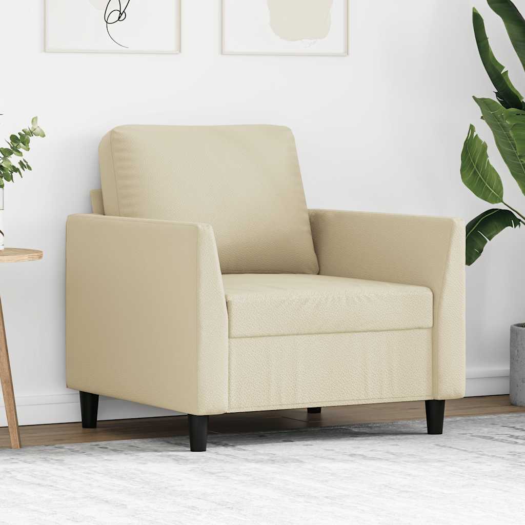 Poltrona 60 cm couro artificial creme