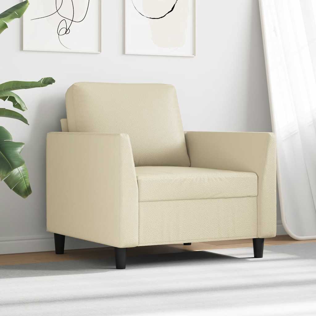 Poltrona 60 cm couro artificial creme