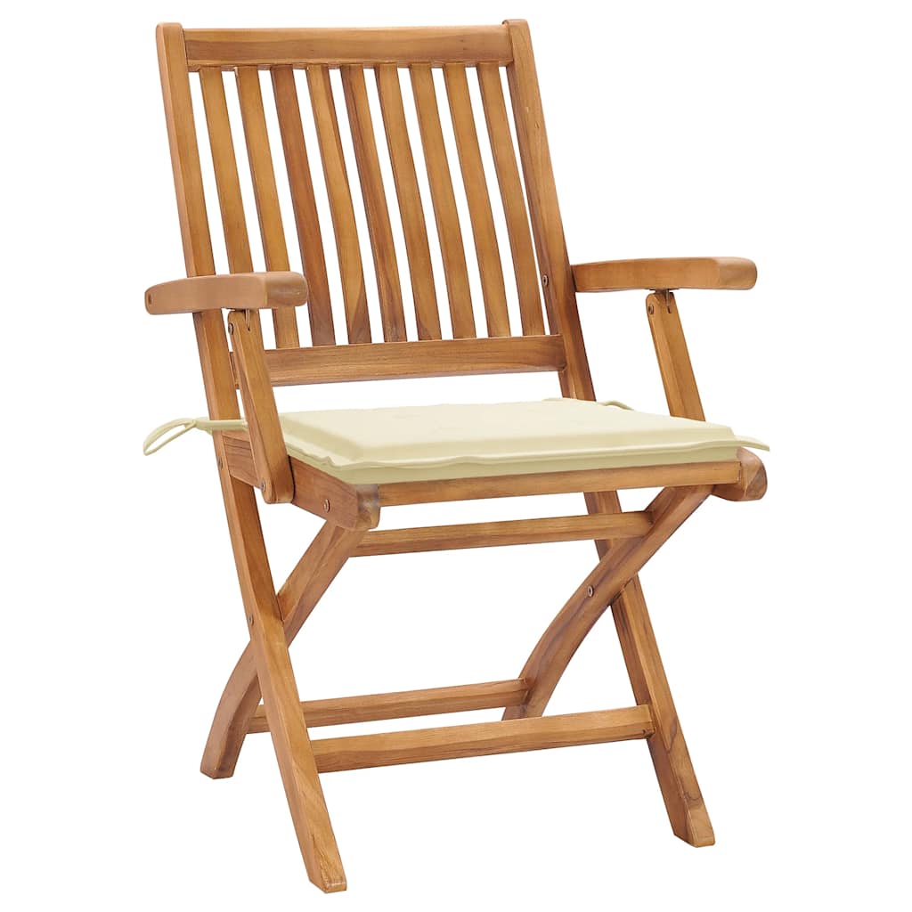 Cadeiras de jardim dobráveis c/ almofadões 4 pcs teca maciça
