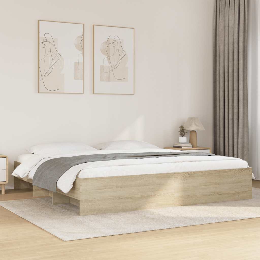 Estrutura de cama sem colchão 200x200 cm carvalho sonoma