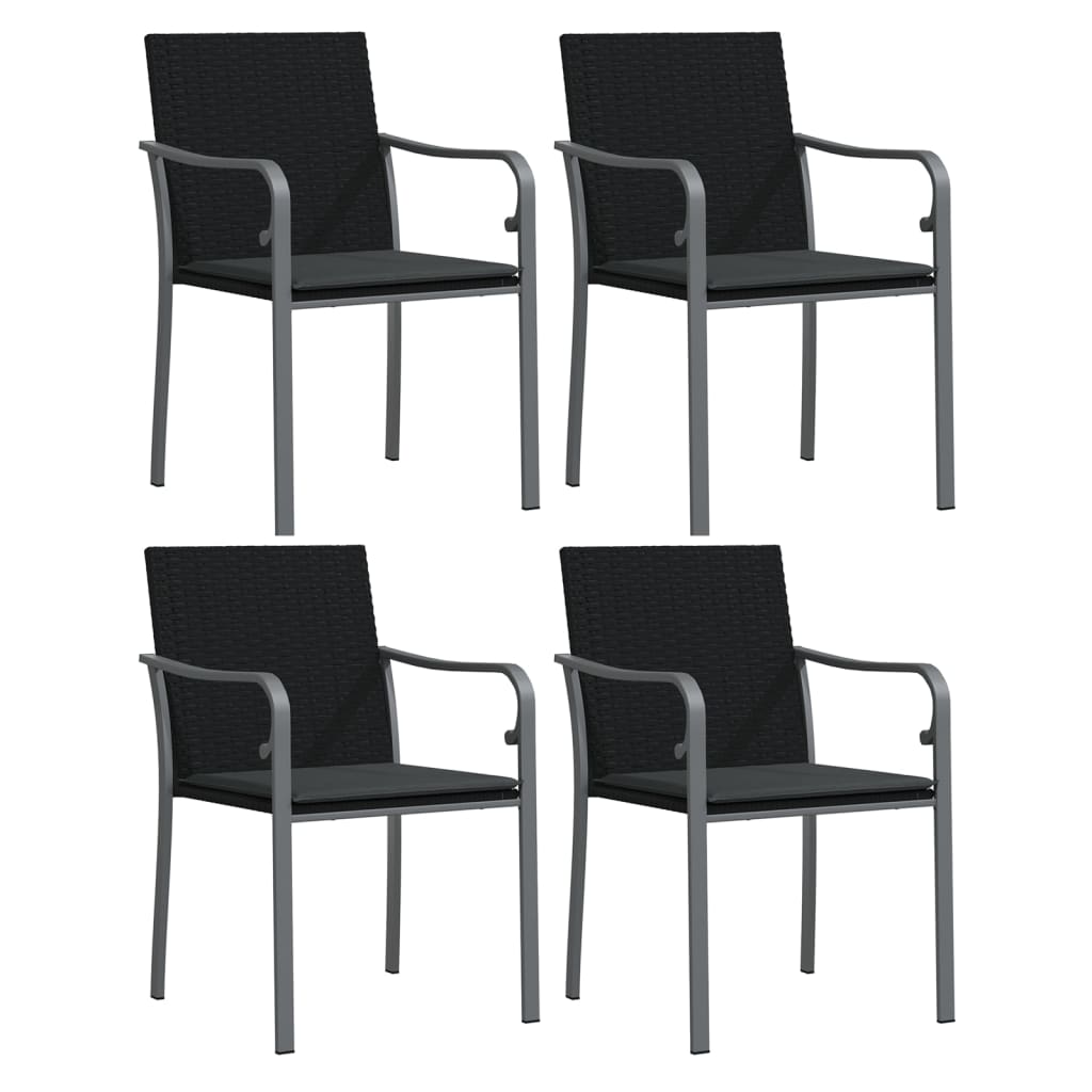 5 Pcs conjunto de jantar p/ jardim c/ almofadões vime PE e aço
