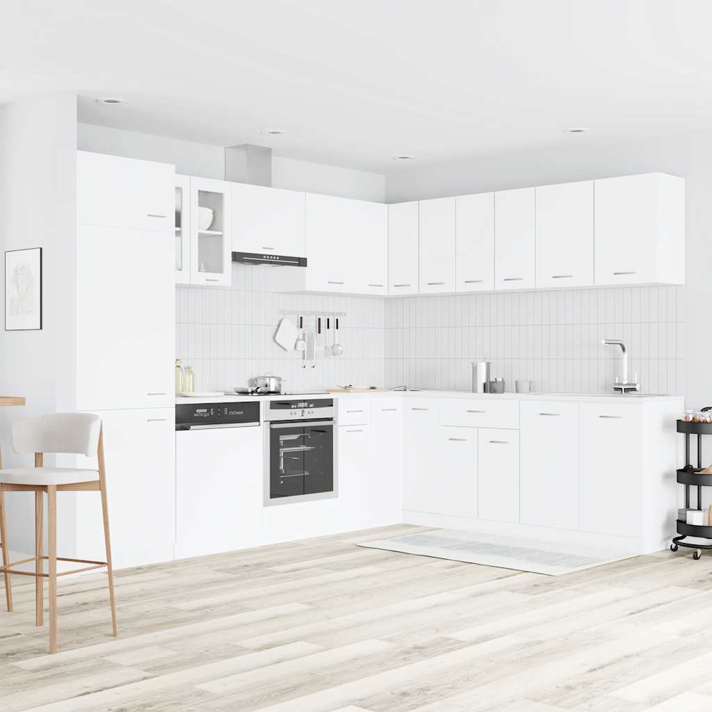 14 Pcs conjunto armários de cozinha derivados de madeira lyon branco