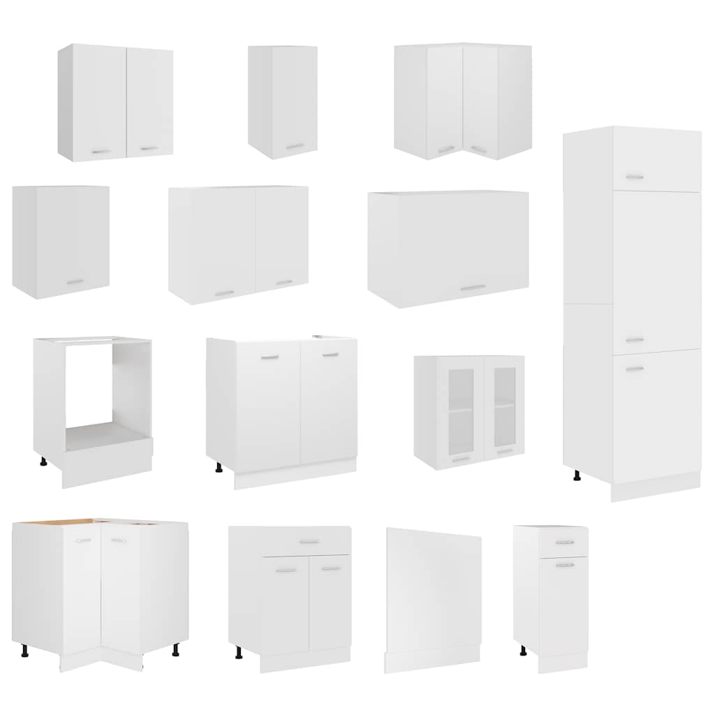 14 Pcs conjunto armários de cozinha derivados de madeira lyon branco