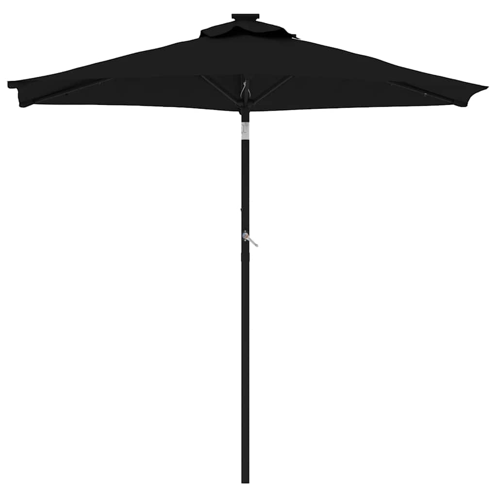 Guarda-sol jardim c/ leds e poste de aço 225x225x212 cm preto