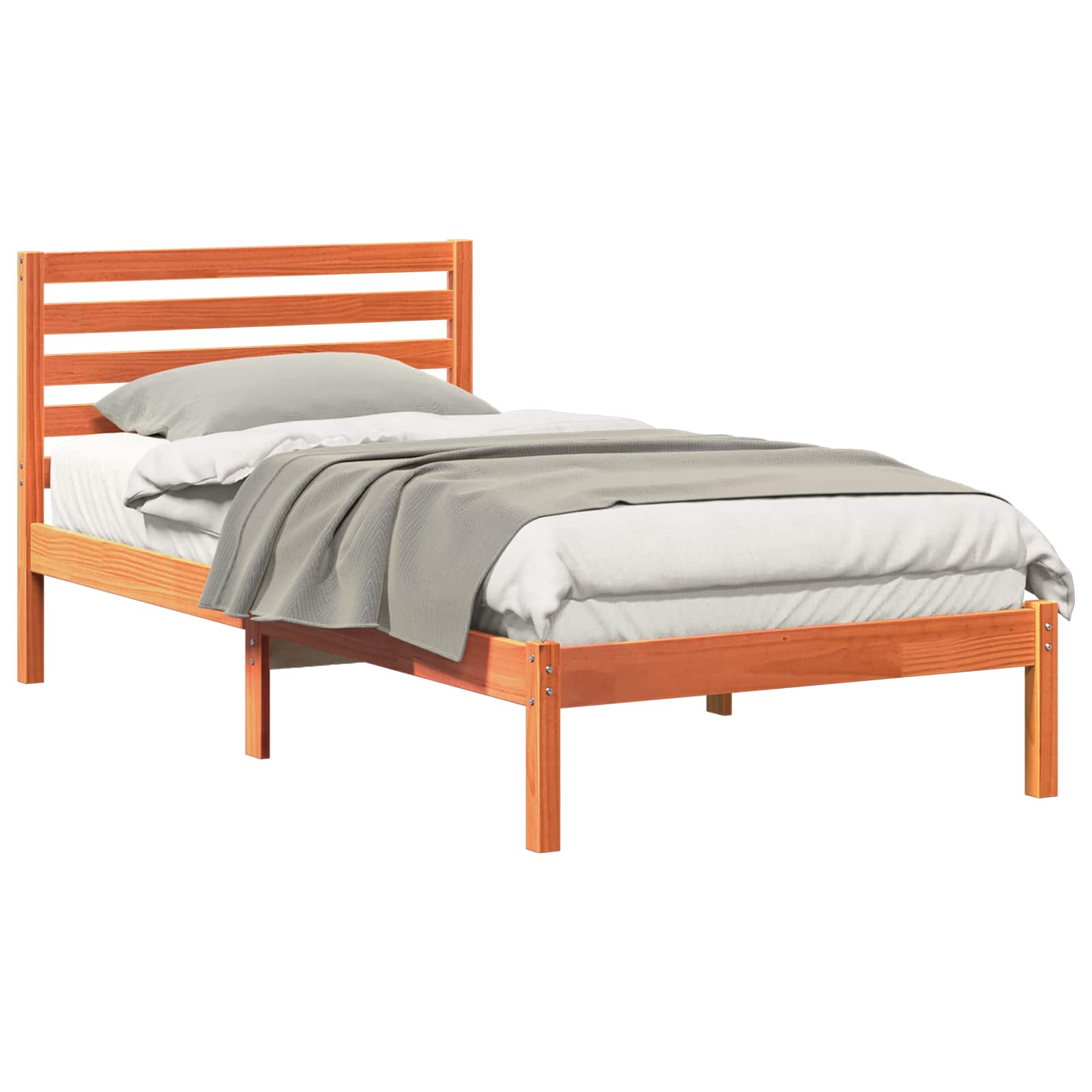 Estrutura da cama com cabeceira marrom cera 75 x 190 cm