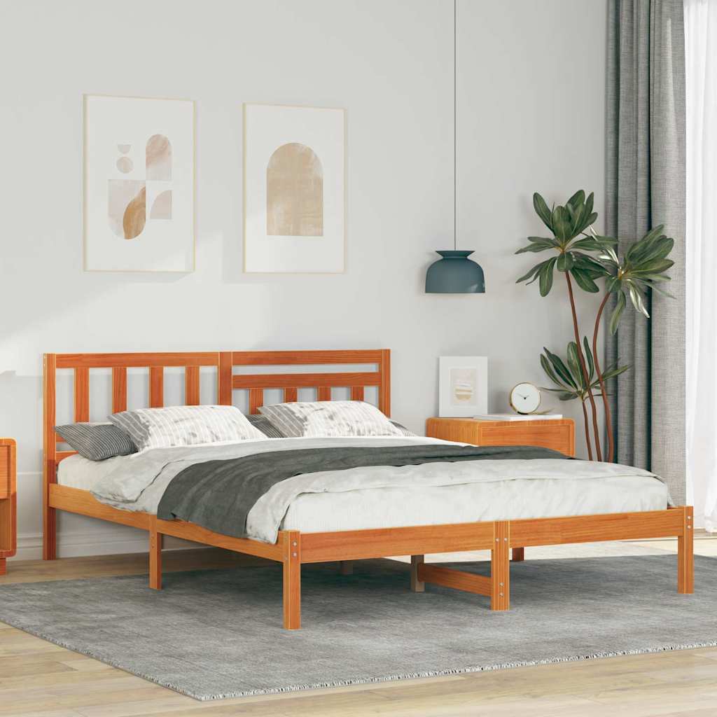 Estrutura da cama com cabeceira marrom cera 120 x 190 cm