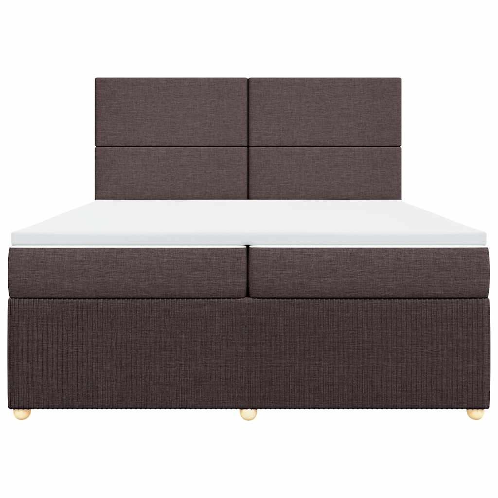 Cama com molas/colchão 200x200 cm tecido castanho-escuro