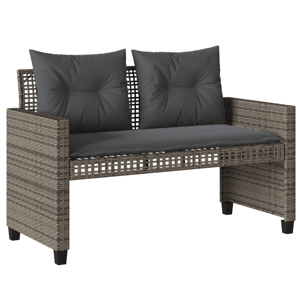 4 Pcs conj. sofás de jardim c/almofadões vime PE/vidro cinzento