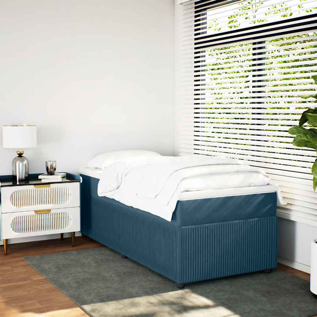 Cama com molas/colchão 80x200 cm veludo azul-escuro