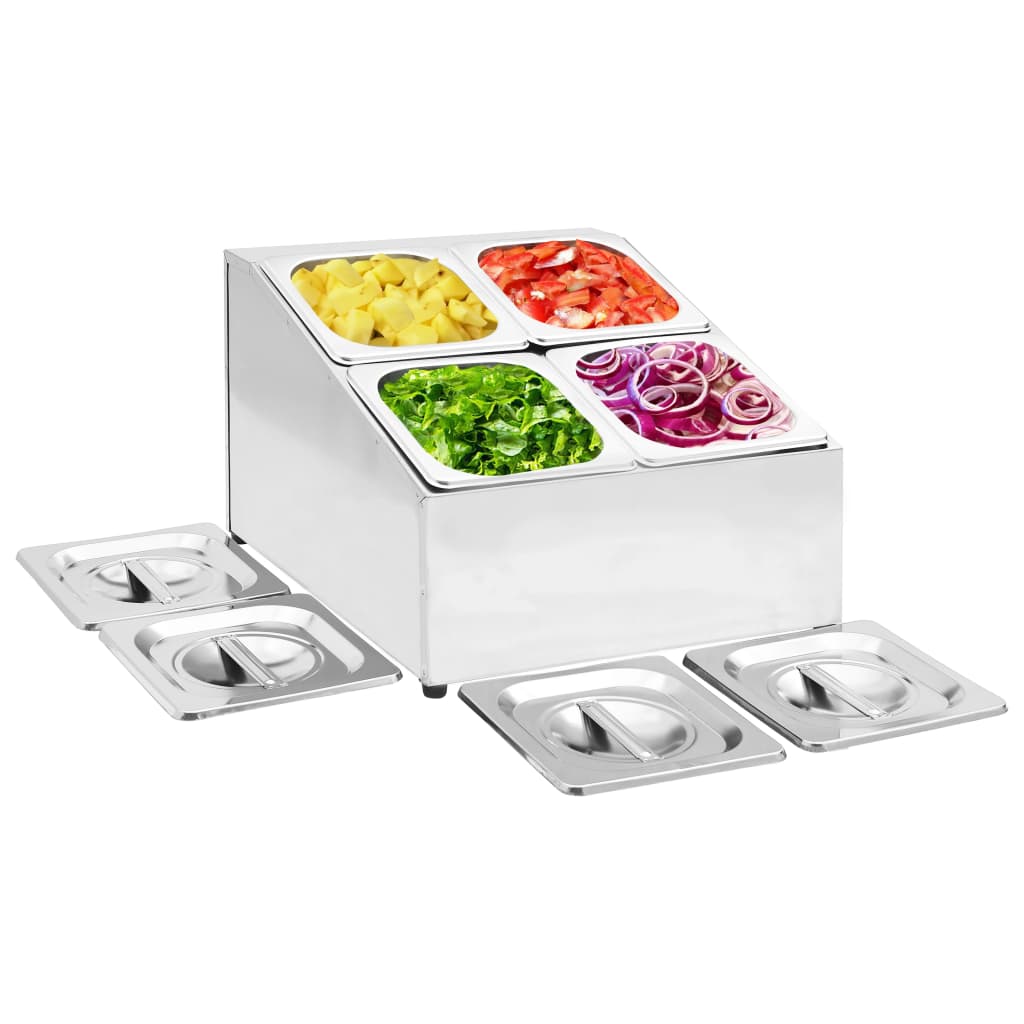 Suporte gastronorm c/ 4 recipientes gn 1/6 aço inoxidável