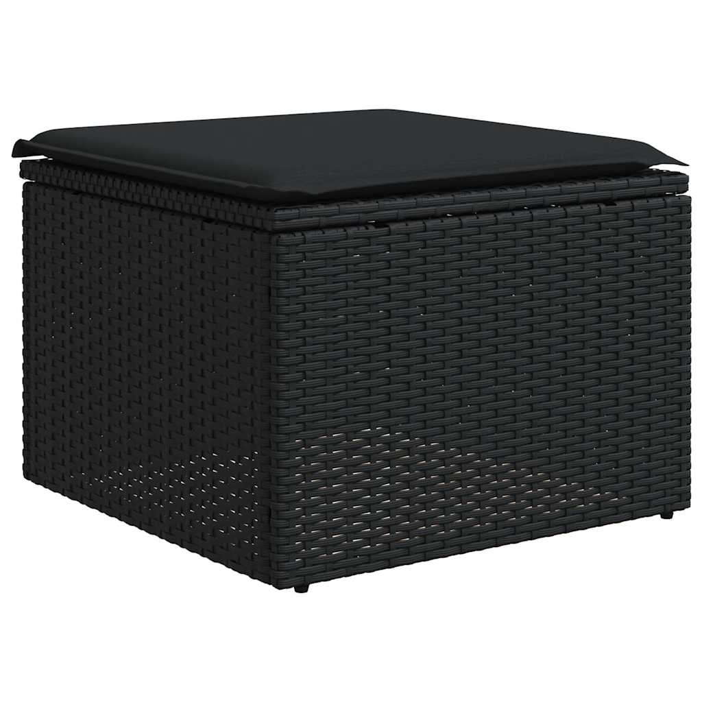9 Pcs conjunto de sofás p/ jardim c/ almofadões vime PE preto