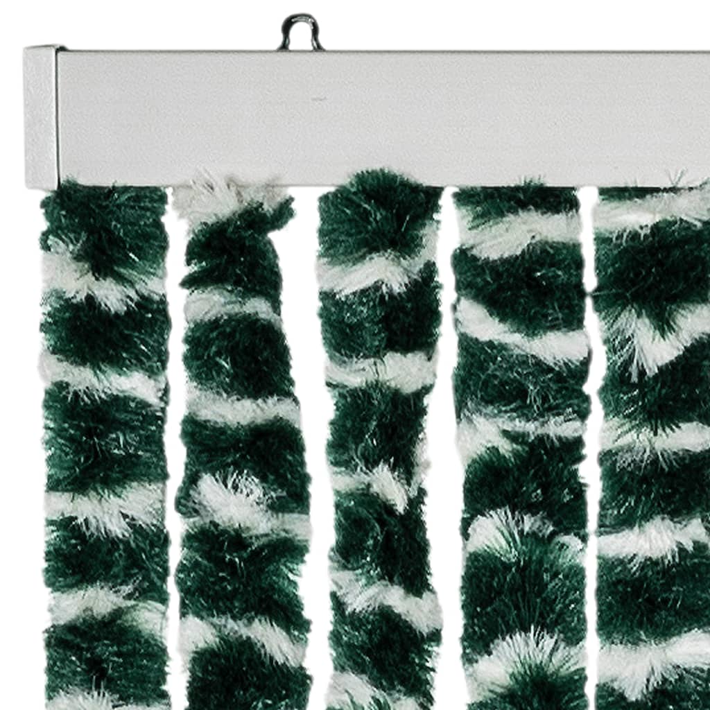 Cortina anti-insetos 90x220 cm chenille verde e branco