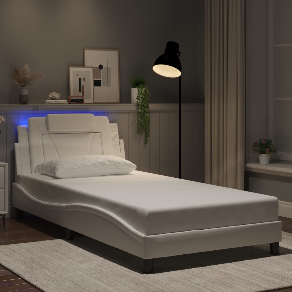 Estrutura de cama viana com LED sem colchão 100x200 cm branco