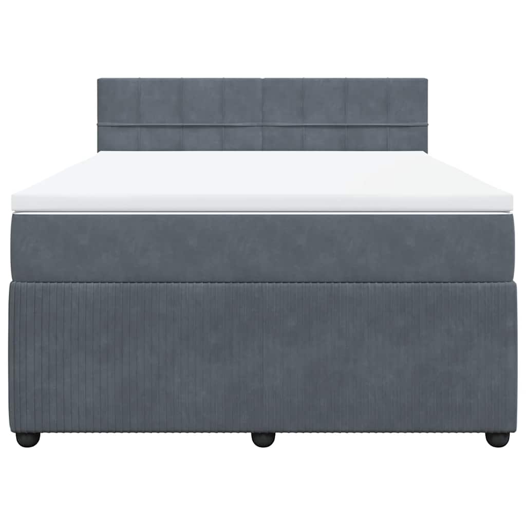 Cama com molas/colchão 140x190 cm veludo cinzento-escuro