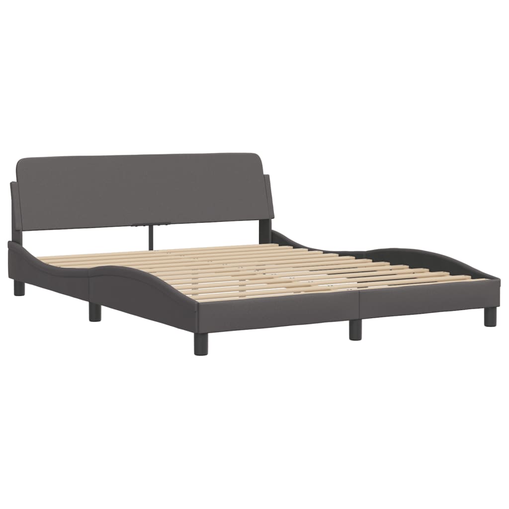 Cama com colchão hvar 160x200 cm couro artificial cinzento