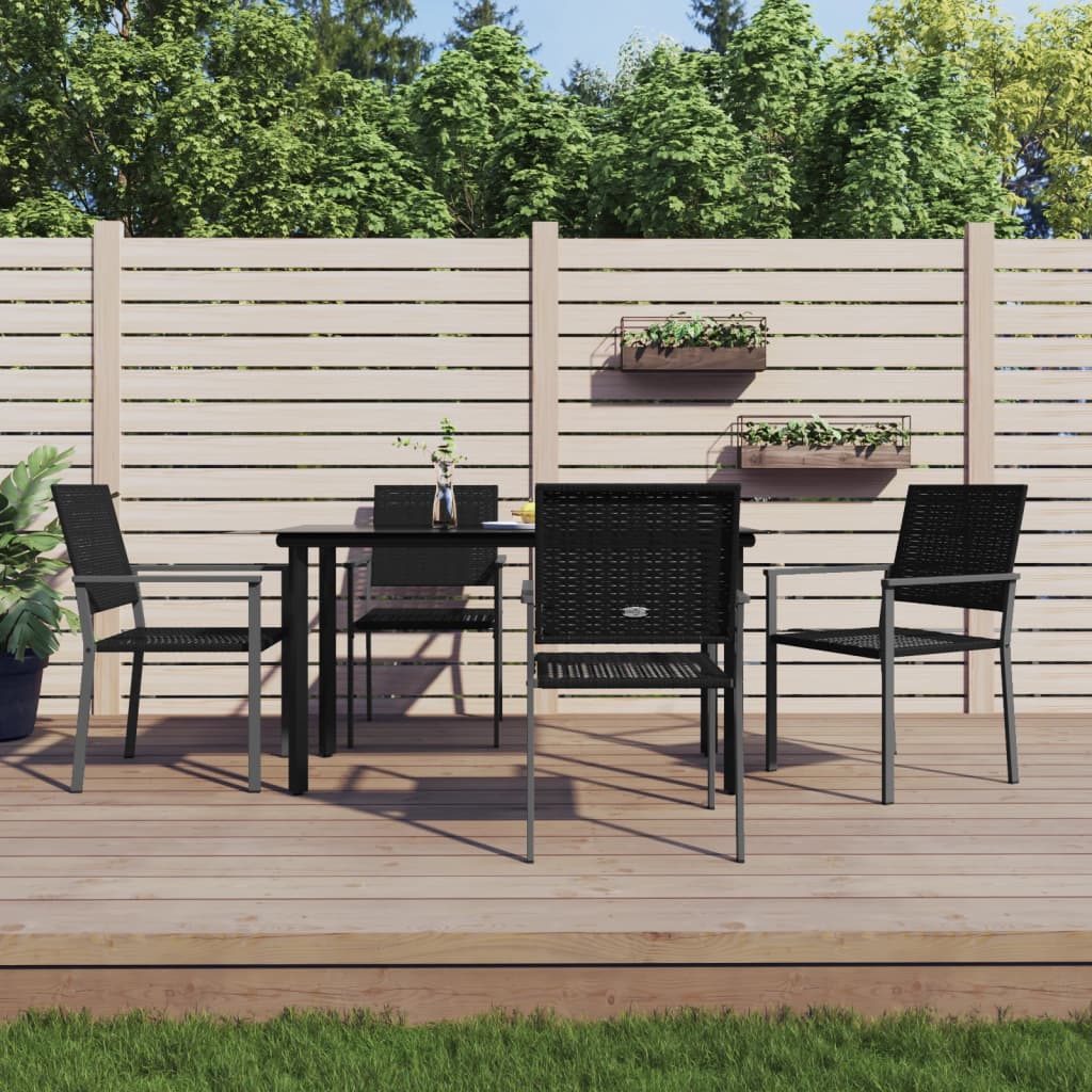 5 Pcs conjunto de jantar p/ jardim vime PE e aço