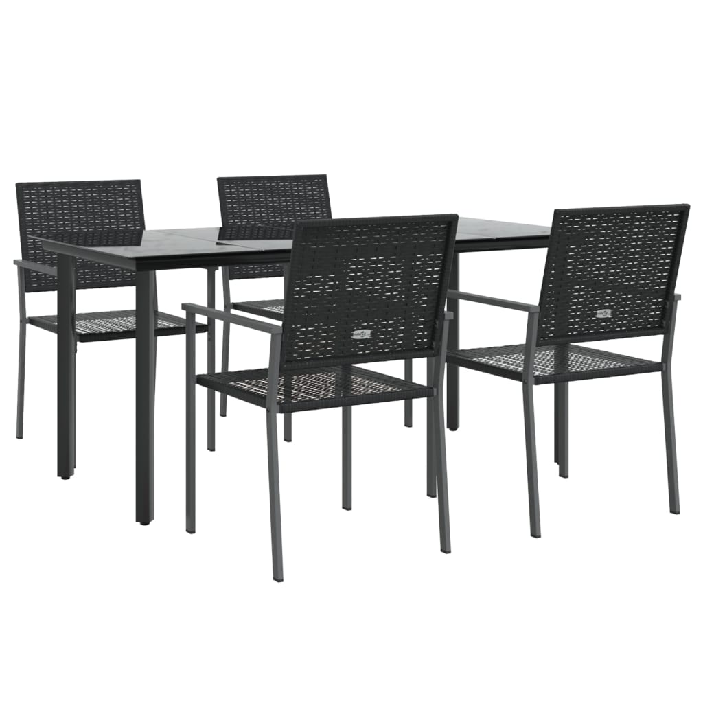 5 Pcs conjunto de jantar p/ jardim vime PE e aço