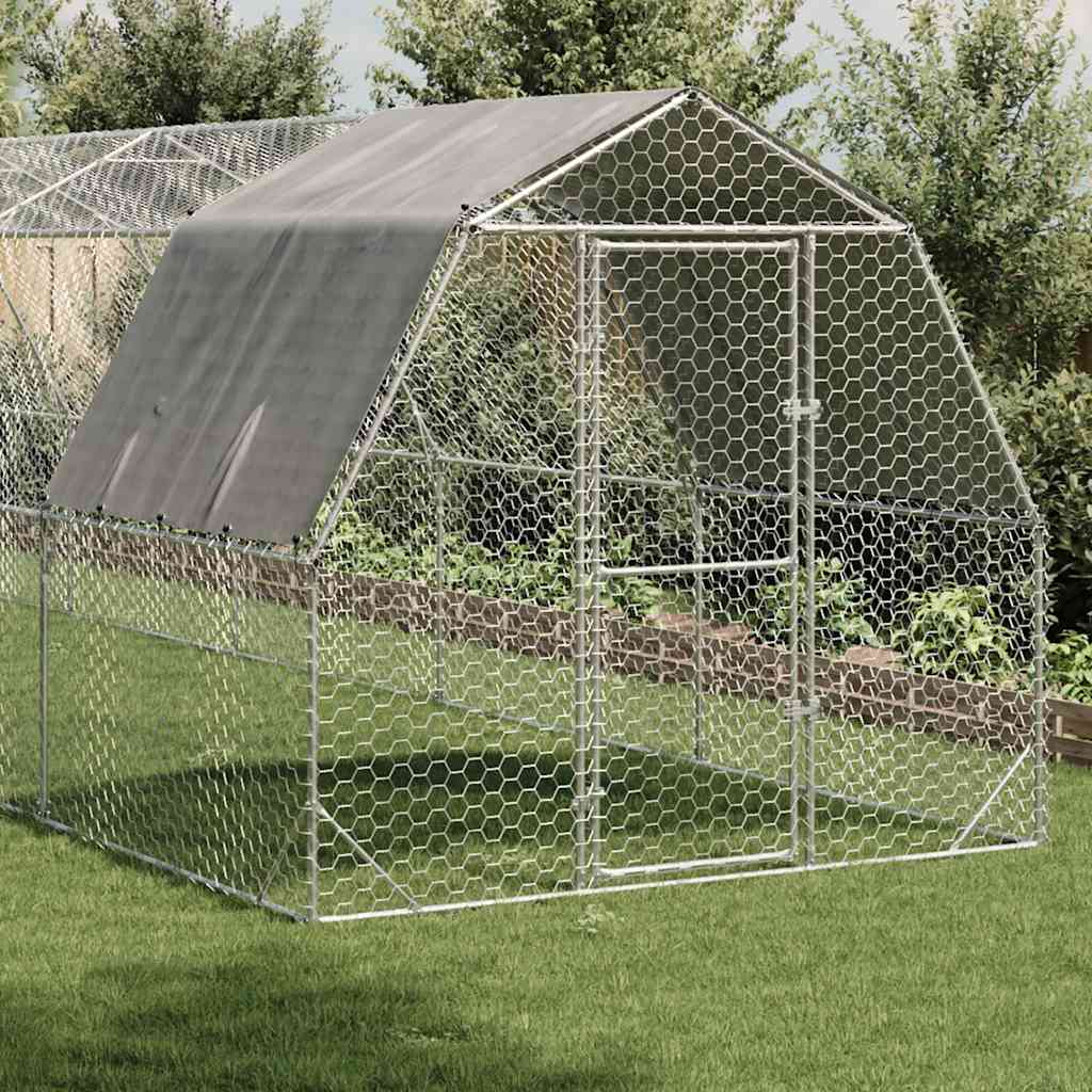 Corrida de galinhas com telhado 2,5x10x2,25 m aço galvanizado