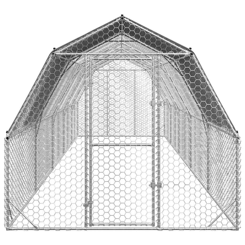 Corrida de galinhas com telhado 2,5x10x2,25 m aço galvanizado