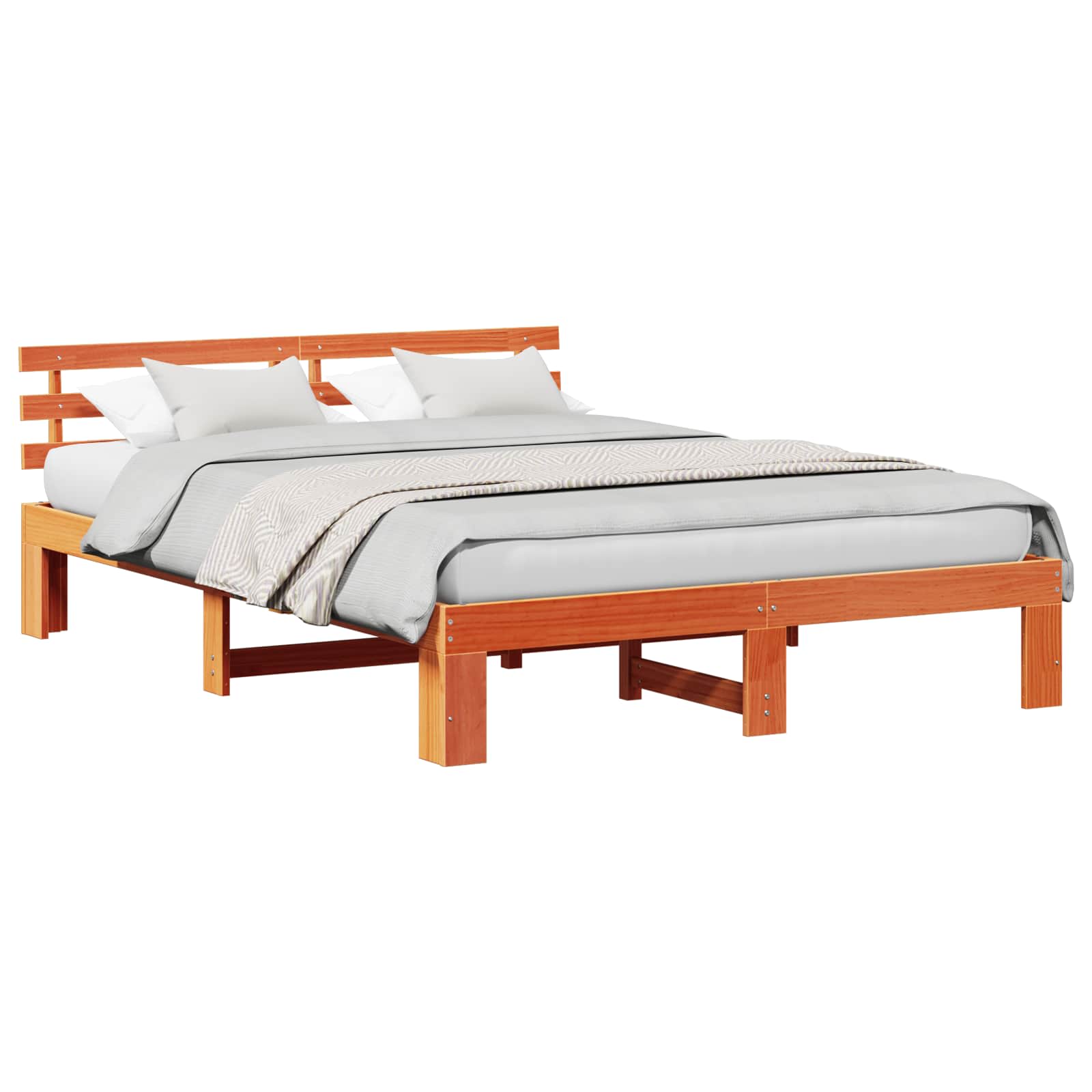 Estrutura da cama com cabeceira marrom cera 160 x 200 cm